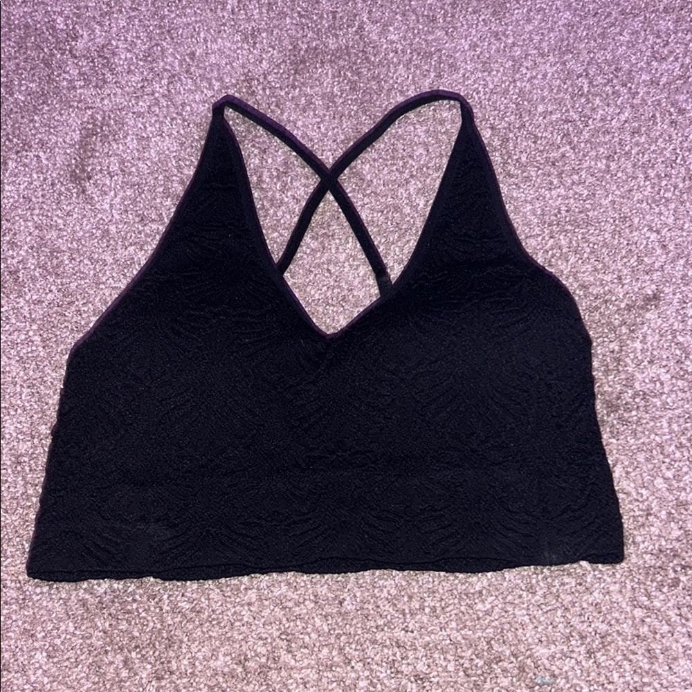 Black Lace Bralette with Crisscross Straps